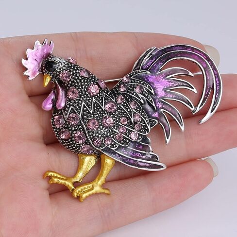 Trendy Big Rooster Brooch French Jewelry Fashion Multicolor Crystal Brooches Female Animal Brooches for Women in Saudi Arabia