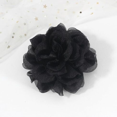 Rose Flower Brooches and Pins for Women | Black Brooches for Women with Hair Clip | Hair Pins for Women & Flower Clips for Hair | Lapel Pins for Women | Hat Pins for Women, Rose Pin 4.3 Inches, Black in Saudi Arabia