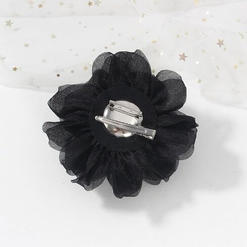 Rose Flower Brooches and Pins for Women | Black Brooches for Women with Hair Clip | Hair Pins for Women & Flower Clips for Hair | Lapel Pins for Women | Hat Pins for Women, Rose Pin 4.3 Inches, Black in Saudi Arabia