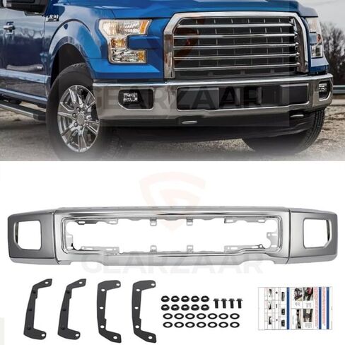Chrome Front Bumper Face Bar for 2015-2017 Ford F-150 with Fog Light Holes - Perfect Fit in Saudi Arabia