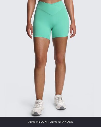 شورتات راكب الدراجة النارية Aoxjox Roxxy للنساء المتقاطع المتقاطع المتقاطع الخامس V Back Tummy Control Running Yoga Short 6 " in Saudi Arabia