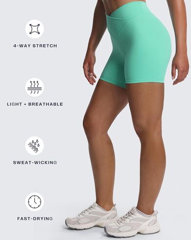 شورتات راكب الدراجة النارية Aoxjox Roxxy للنساء المتقاطع المتقاطع المتقاطع الخامس V Back Tummy Control Running Yoga Short 6 " in Saudi Arabia