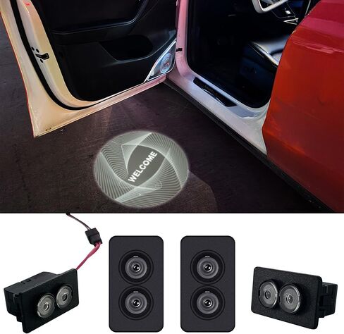 for Tesla Car Door LED Logo Projector Puddle Lights Ultra-4 Pack Dynamic Door Projector with Tesla Model 3 Y X S Accessories (Letter) in Kuwait