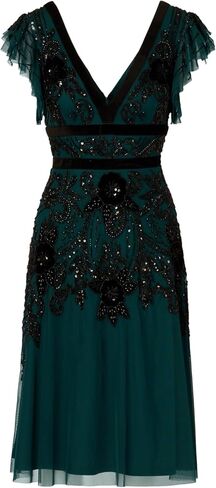 Adrianna Papell Women's Beaded Mesh Velvet Dress in Saudi Arabia