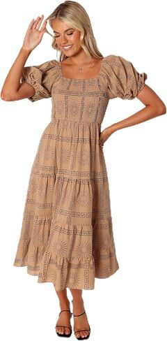 Petal & Pup Women's Soliel Puff Sleeve Midi Dress in Saudi Arabia