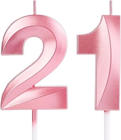 21st Birthday Candle, Number 21 Candles, Pink Happy Birthday Candle for Cake, Happy Birthday Cake Topper Decoration for Him Her Birthday PartyWedding Anniversary Celebration Supplies (21, Pink) in Saudi Arabia