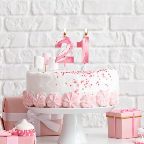 21st Birthday Candle, Number 21 Candles, Pink Happy Birthday Candle for Cake, Happy Birthday Cake Topper Decoration for Him Her Birthday PartyWedding Anniversary Celebration Supplies (21, Pink) in Saudi Arabia