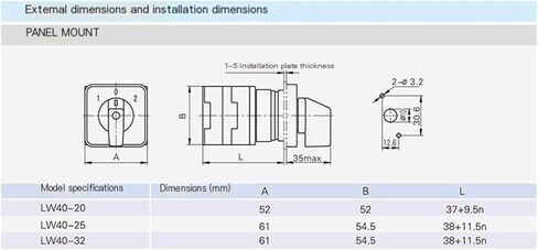 Change-Over Rotary Cam Switch LW42-32/3 Two Groups of Three-Phase Dual Power Motor Change-Over 32A in Saudi Arabia