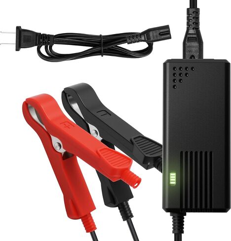 12V 1A DC شاحن البطارية الذكي ، مع موصل مقاطع التمساح المزدوج ، قابلة للتوصيل لبطارية فوسفات الحديد الليثيوم 12V ، بطارية AGM حمض 12 فولت ، تناسب دراجة نارية ، سيارة ، شاحنات ، جزازة العشب in Kuwait
