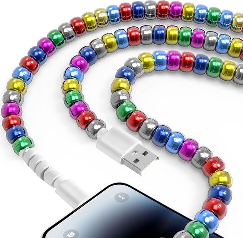 لسلك شاحن iPhone 3.3 قدم لؤلؤة أنيقة شحن USB كابل 66W نقل السرعة عالي السرعة USB إلى كبل iPhone متوافق مع iPhone 14/13/12 PRO MAX/11/XS MAX/XR/XS/X/8/IPAD in Saudi Arabia