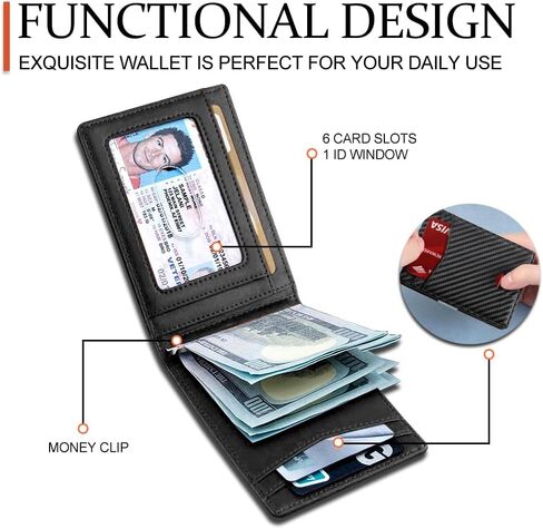 Slim Leather RFID Blocking Wallet for Men-Money Clip & Card Holder,Small Bifold Front Pocket Wallet with 12 Card Slots,Large Capacity & Minimalist Gifts for men (Orange) in Saudi Arabia