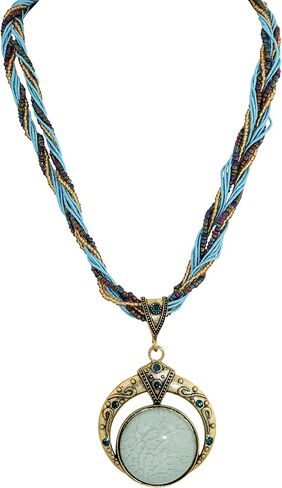 MINACHI Multilayer Beads Chain Necklace, Turquoise-Toned Stone Pendant, Vintage Hippie Retro Bohemia Style, Fashion Jewelry for Women in Saudi Arabia
