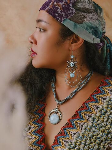 MINACHI Multilayer Beads Chain Necklace, Turquoise-Toned Stone Pendant, Vintage Hippie Retro Bohemia Style, Fashion Jewelry for Women in Saudi Arabia