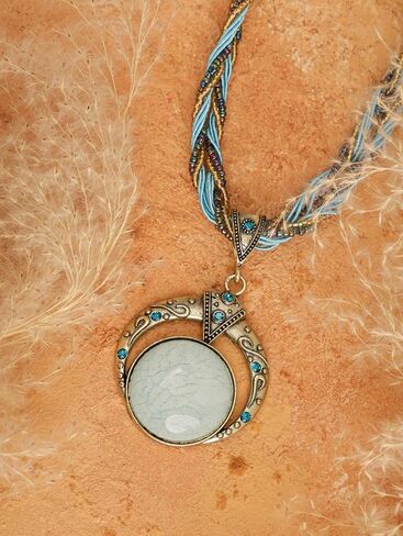 MINACHI Multilayer Beads Chain Necklace, Turquoise-Toned Stone Pendant, Vintage Hippie Retro Bohemia Style, Fashion Jewelry for Women in Saudi Arabia