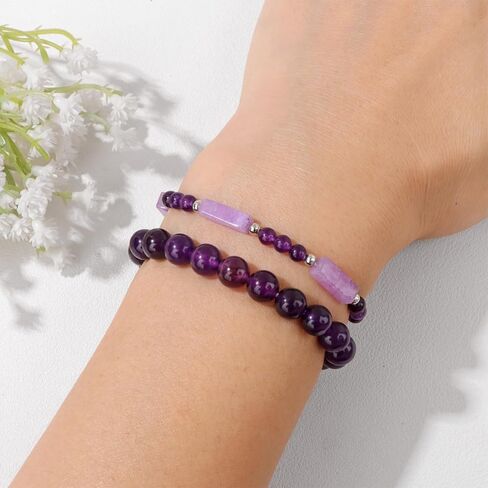 Healing Beaded Bracelets for Women Men 2Pcs Healing Crystal Stretch Bracelet Natural Stone Bracelet Beads Gemstone Bracelet for Men Women in Kuwait