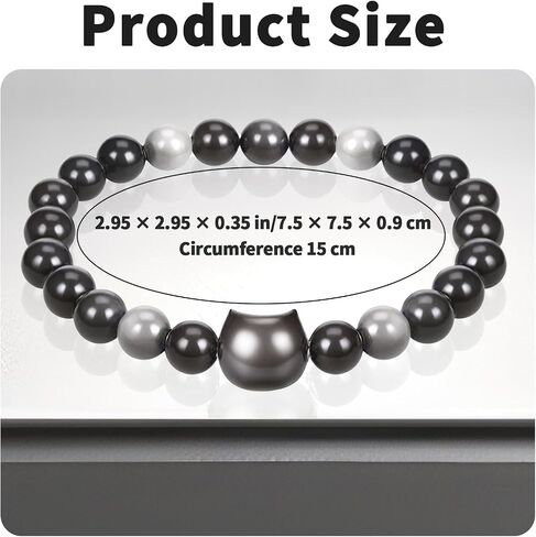 2 Pcs Cat Black Obsidian Wealth Prosperity Abundance Stone Bead Bracelet Women Bracelets Money Wealth Mood Beaded Bracelets Entrepreneur Business Luck Stretch Bracelet for Cat Lover Attraction in Saudi Arabia