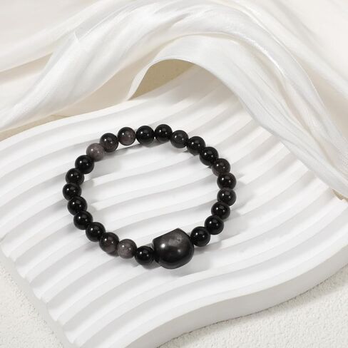 2 Pcs Cat Black Obsidian Wealth Prosperity Abundance Stone Bead Bracelet Women Bracelets Money Wealth Mood Beaded Bracelets Entrepreneur Business Luck Stretch Bracelet for Cat Lover Attraction in Saudi Arabia