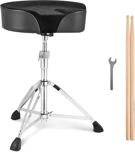 VEVOR Drum Throne مع مسند الظهر، 19.3-25.2 بوصة/490-640 مم ارتفاع قابل للتعديل، مقعد طبل مبطن بسرج هيدروليكي مع أعواد طبل مضادة للانزلاق 227 كجم/500 رطل أقصى سعة، دوران 360 درجة للطبول in Saudi Arabia