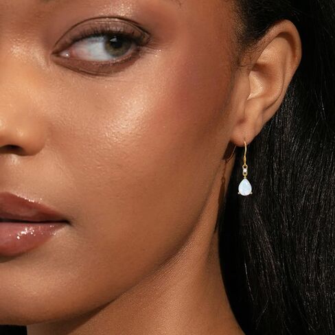 14K Gold Bairsstone Strains arics for Women ، Total 3 قيراط تم إنشاء Teardrop Opring أحجار الأحجار الكريمة (6 مم*8 مم*2) مجوهرات عيد ميلاد عيد الميلاد لأميها in Kuwait