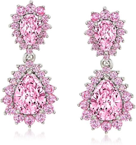 Ross-Simons Italian 5.10 ct. t.w. Simulated Pink Sapphire Drop Earrings in Sterling Silver in Saudi Arabia