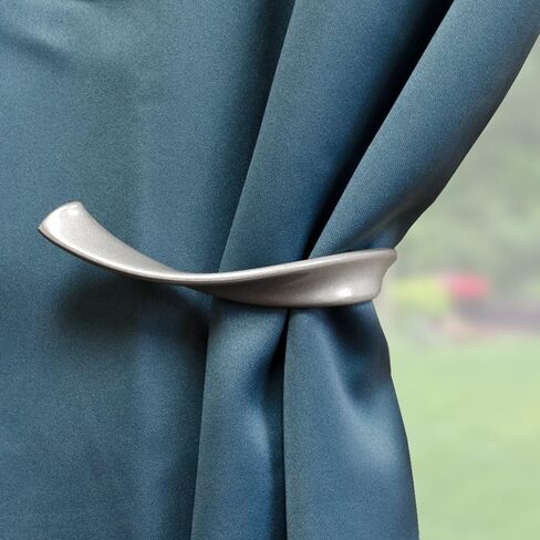 Sashay Metal Curtain Holdback Set of 2, Brushed Nickel – Additional Colors Available - Universal Style, Window Treatments, Easy Installation, Tiebacks, Wall Mounted, Drapery for Home, Bedroom, Office in Kuwait