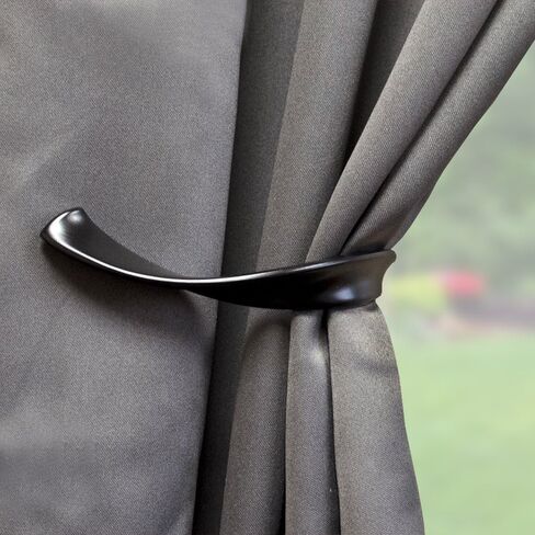Sashay Metal Curtain Holdback Set of 2, Brushed Nickel – Additional Colors Available - Universal Style, Window Treatments, Easy Installation, Tiebacks, Wall Mounted, Drapery for Home, Bedroom, Office in Kuwait