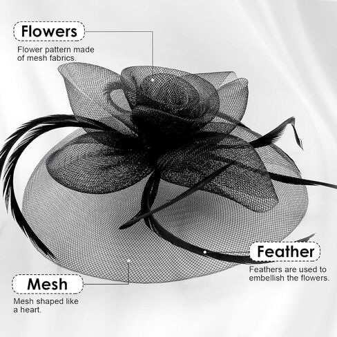 Fascinators for Women Girls Feather Flower Fascinator Headwear Wedding Cocktail Tea Party Hats (US, Alpha, One Size, Beige) in Saudi Arabia