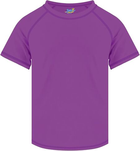 Semois Girls Girls Guard Short ، Candy Purple Upf 50+ Sun Protection Rashguard Slim Fit Swim قميص صيد الأمواج السريع جاف جاف بارد الشاطئ للأطفال الصغار أطفال الحجم 7-8Y in Kuwait