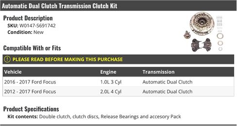 Automatic Dual Clutch Transmission Clutch Kit - Compatible with 2012-2017 Ford Focus 1.0L 2.0L in Saudi Arabia