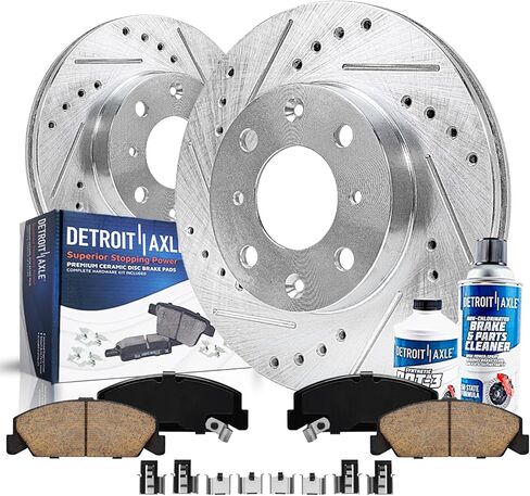 Detroit Axle-مجموعة الفرامل الأمامية لعام 1990-2000 Honda Civic 1992 1993 1994 1995 1996 1997 1998 1999 ، حفر ودوار فرامل محفور ومزخرف منصات الفرامل السيراميك 90-91 CRX بديل: 9.45 "بوصة الدوار in Saudi Arabia
