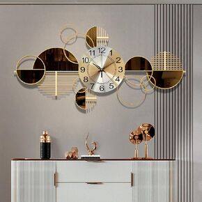 Metal Wall Clock Decorative 3D Metal Wall Art Clock for Living Room Bedroom Creative Modern Big Wall Clock Decor with Silent No-Ticking 34 X 17.7 inch in Saudi Arabia
