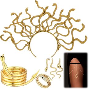 remouuly 5 PCS Halloween Medusa Costume Medusa Heverpiece Snake Neckleace Strain in Kuwait