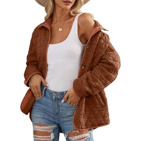 EVALESS Women's Lightweight Diamond Quilted Jacket Casual Winter Open Front Button Down Puffer Coat Outwear Cardigan in Kuwait