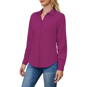 Wrinkle Free Womens Button Down Shirts for Women Long Sleeve Stretch Business Office Formal Work Blouses Tops in Kuwait