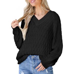 Sidefeel Women's Oversized Sweaters V Neck Long Sleeve Casual 2025 Fall Outfits Winter Clothes Trendy Pullover Tops in Saudi Arabia