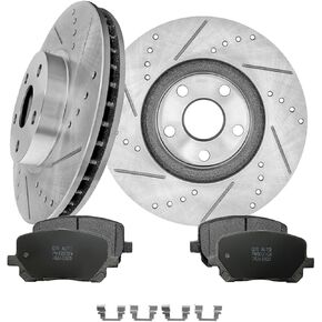 PM Auto Set of 6 Front 275mm Drilled Slotted Brake Disc Rotors-Ceramic Brake Pad Kit For 2003-2008 Toyota Corolla in Saudi Arabia