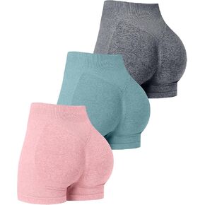 Ovesport 3 Pack Women's Seamless Protss Shorts High Pherched Scrunch Butting Gym Goty Booty Pants Short in Kuwait