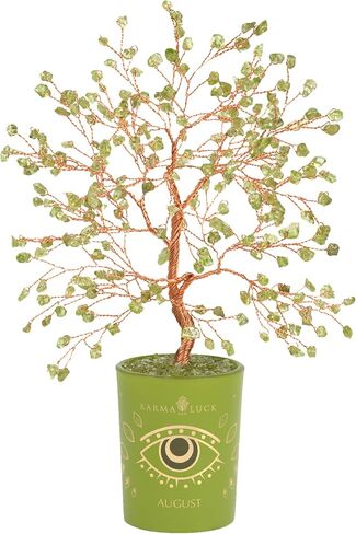 KARMA AND LUCK Creative Spark Peridot August Birthday Tree – Feng Shui Gem Tree for Balance & Creativity – Healing Crystal Birthday Gift in Saudi Arabia