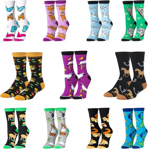 Crazy Socks-Cute Animal Print Crew Socks-Size Medium for Men, Women & Kids-Funny, Colorful Zoo & Farm Novelty Gift in Saudi Arabia