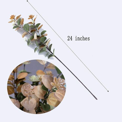 UiiziC Artificial Leaf Stem Flower Little Lotus Branches Fake 6pcs 24" Plastic Plants for Vase Stuffing Arrangement Garland Wedding Bouquets Home Centerpieces Decor (Frost-Green and Beige White) in Saudi Arabia