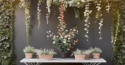 UiiziC Artificial Leaf Stem Flower Little Lotus Branches Fake 6pcs 24" Plastic Plants for Vase Stuffing Arrangement Garland Wedding Bouquets Home Centerpieces Decor (Frost-Green and Beige White) in Saudi Arabia