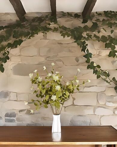 UiiziC Artificial Leaf Stem Flower Little Lotus Branches Fake 6pcs 24" Plastic Plants for Vase Stuffing Arrangement Garland Wedding Bouquets Home Centerpieces Decor (Frost-Green and Beige White) in Saudi Arabia