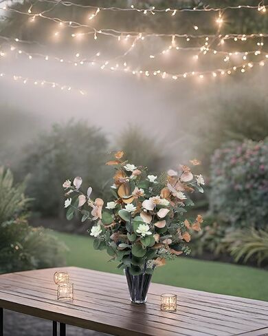 UiiziC Artificial Leaf Stem Flower Little Lotus Branches Fake 6pcs 24" Plastic Plants for Vase Stuffing Arrangement Garland Wedding Bouquets Home Centerpieces Decor (Frost-Green and Beige White) in Saudi Arabia