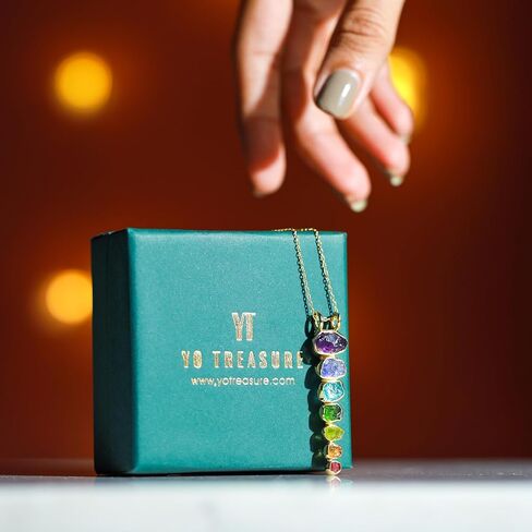 YoTreasure Chakra Healing Gemstone Solid 925 Sterling Silver Chain Pendant Necklace Jewelry in Kuwait