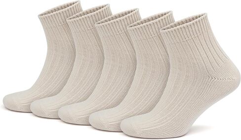 GoWith 4 Pairs Unisex Natural 97% Cotton Low Cut Socks, Comfy Cozy Breathable Seamless Casual Socks for Men & Women, Ecru, XLarge, Model 3010 in Kuwait
