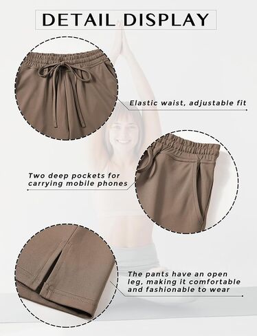 Auruza Capri Pants للنساء ، صالة الرباط الواسعة الساق غير رسمية مع جيوب ، تجريب مريح اليوغا كابريس إيفري داي in Kuwait