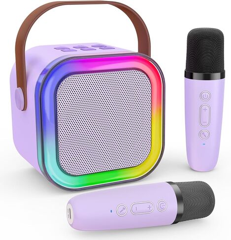 Mini Karaoke Machine for Kids ، Haomuren ، Portable Bluetooth Singing Speaker مع 2 ميكروفونات لاسلكية ، هدايا أعياد الميلاد الفتيات مقابل 3،4،5،7،7،9،10،11،12،13 سنة من آلة الكاريوكي (الأرجواني 2mics ) in Kuwait