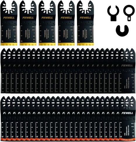 FEWELL 20PCS Titanium Oscillating Saw Blades, Universal Multitool Blades for Hard Materials, Metal, Wood, Plastic, Nails Fits Most Tools in Kuwait