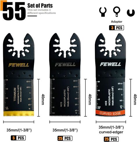 FEWELL 20PCS Titanium Oscillating Saw Blades, Universal Multitool Blades for Hard Materials, Metal, Wood, Plastic, Nails Fits Most Tools in Kuwait