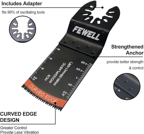 FEWELL 20PCS Titanium Oscillating Saw Blades, Universal Multitool Blades for Hard Materials, Metal, Wood, Plastic, Nails Fits Most Tools in Kuwait